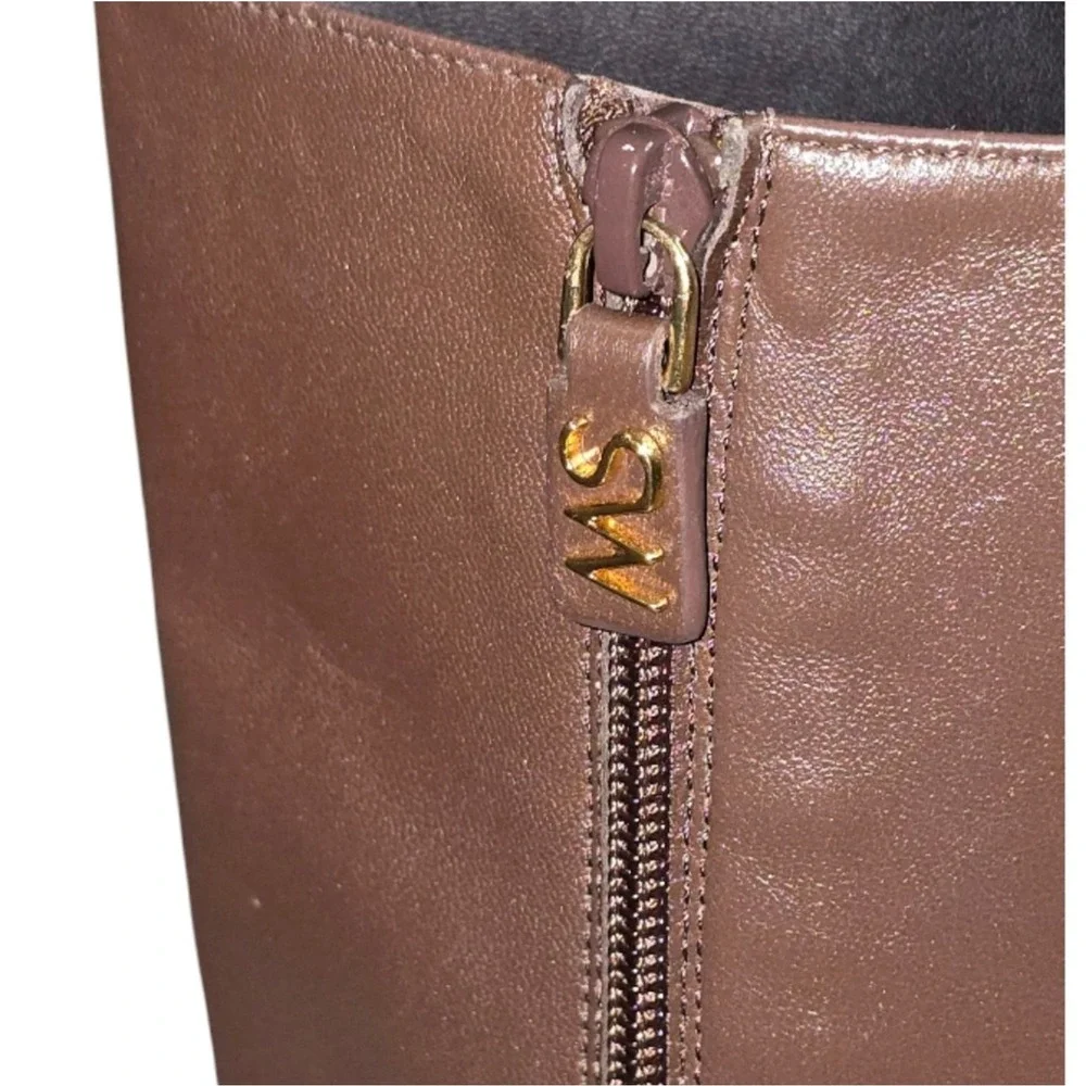 Stuart Weitzman Keelan Zip LEATHER Boot Style Color Walnut brown Sz 5.5‎ new